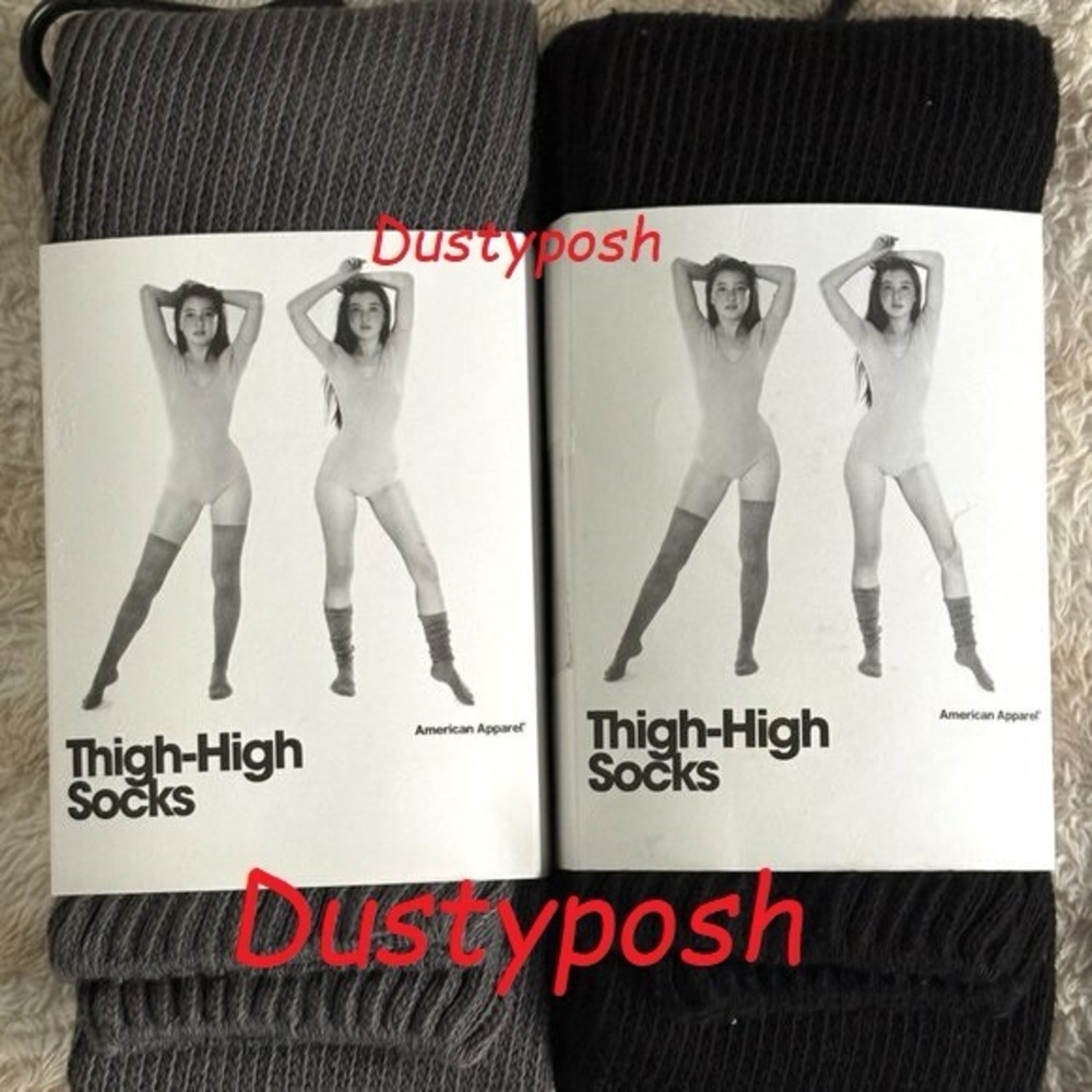 American Apparel Thigh High Socks Long Black White Ribbed Over Knee Boot Y2K New